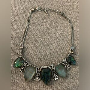 Chloe and Isabel silver, green and rhinestone statement necklace